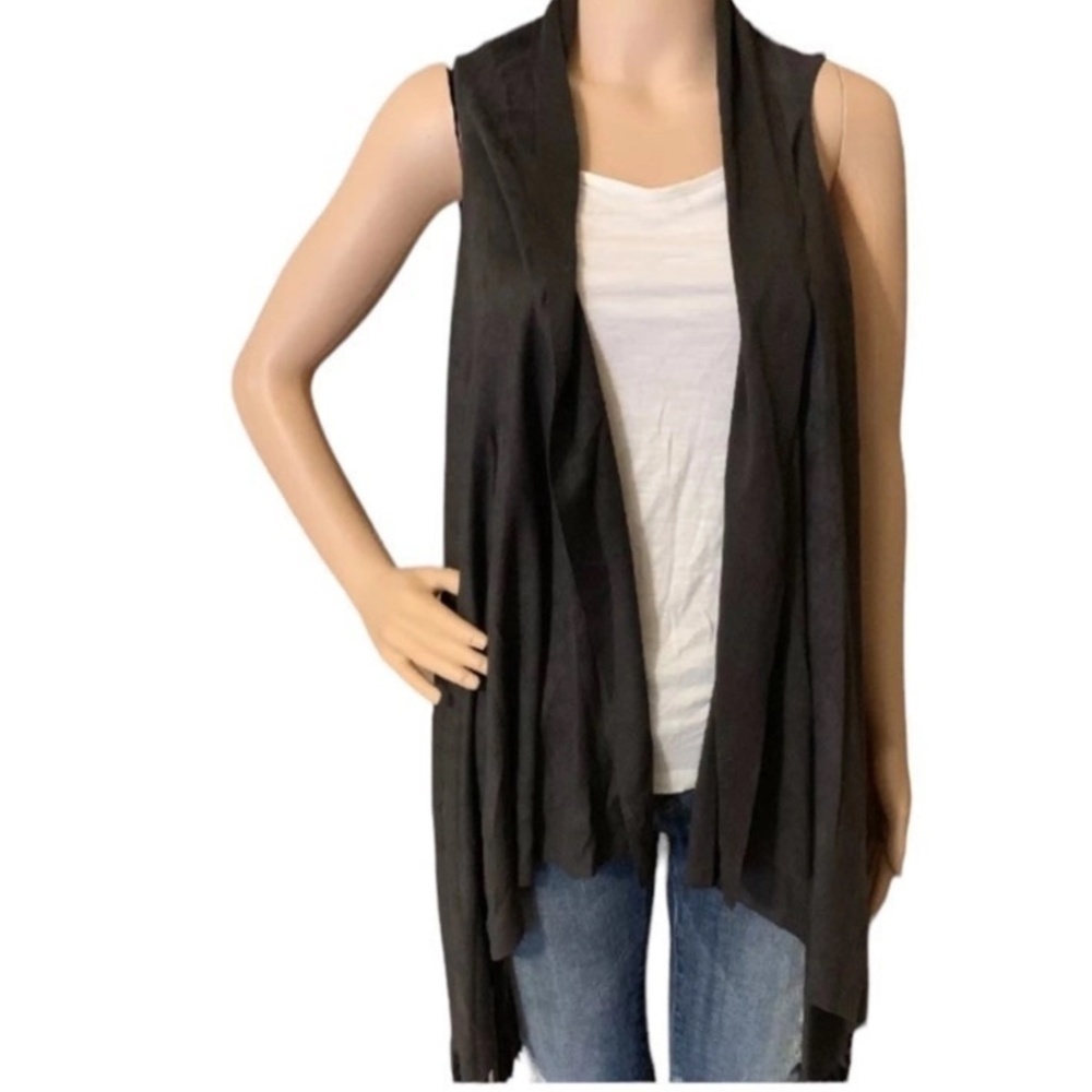 Anthropologie x Shae Knit Sweater vest Open Cardigan Brown Silk Cashmere Sz XS